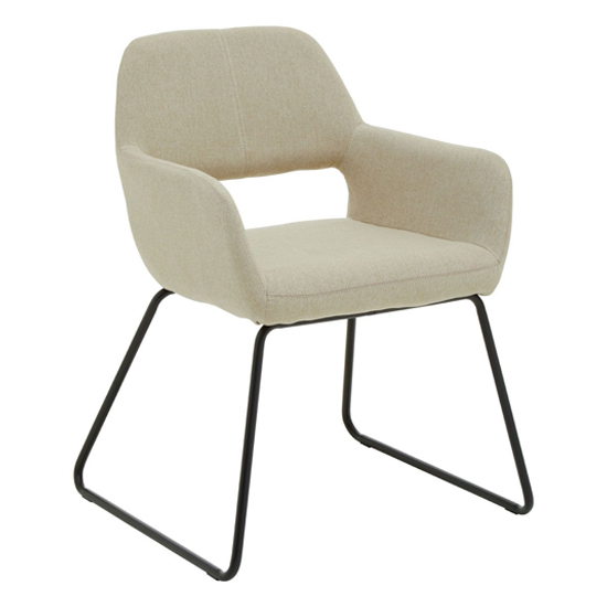 Read more about Porrima natural fabric dining chair with black metal base