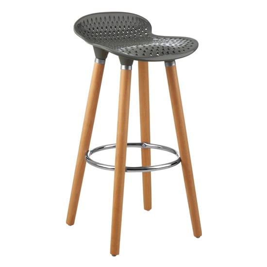 Product photograph of Porrima Plastic Seat Bar Stool In Matte Grey from Furniture in Fashion