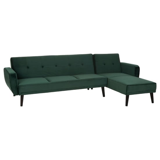 Porrima Upholstered Velvet 3 Seater Sofa Bed In Dark Green_2