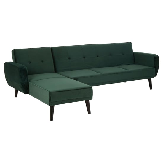 Porrima Upholstered Velvet 3 Seater Sofa Bed In Dark Green_3