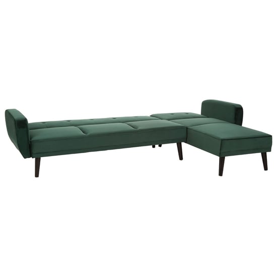 Porrima Upholstered Velvet 3 Seater Sofa Bed In Dark Green_4
