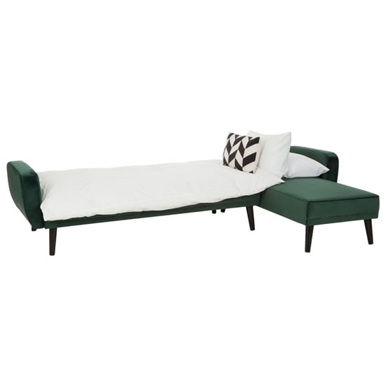 Porrima Upholstered Velvet 3 Seater Sofa Bed In Dark Green_5