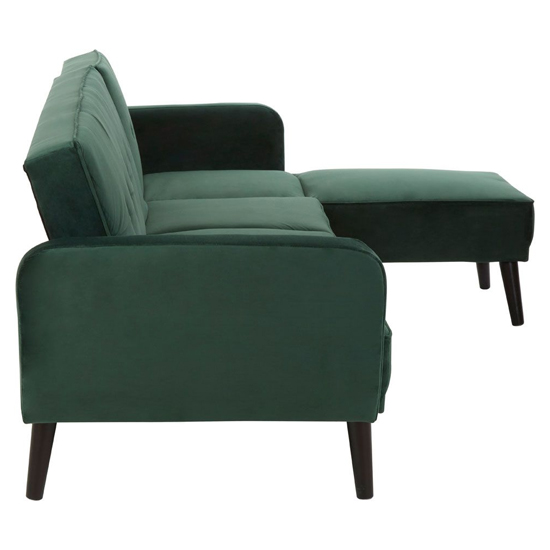 Porrima Upholstered Velvet 3 Seater Sofa Bed In Dark Green_6