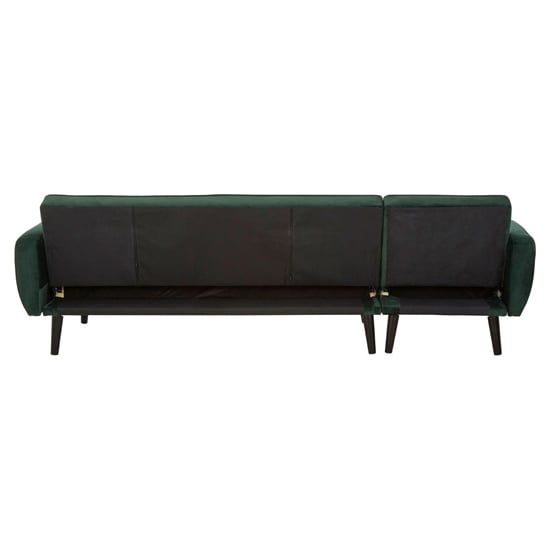 Porrima Upholstered Velvet 3 Seater Sofa Bed In Dark Green_7