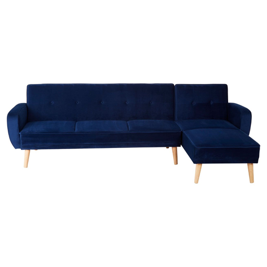 Porrima Upholstered Velvet 3 Seater Sofa Bed In Navy Blue_2