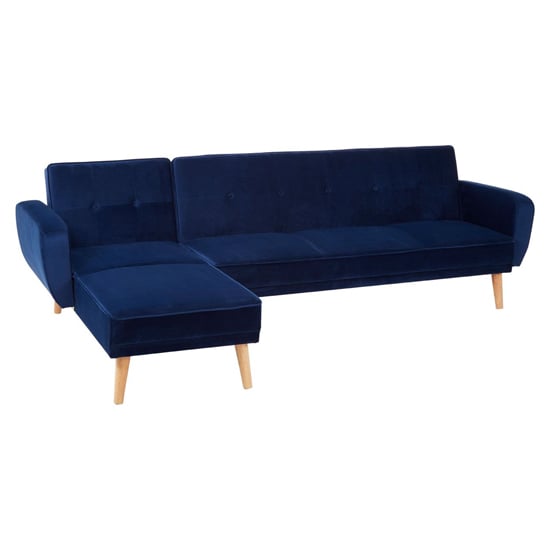 Porrima Upholstered Velvet 3 Seater Sofa Bed In Navy Blue_3