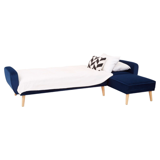 Porrima Upholstered Velvet 3 Seater Sofa Bed In Navy Blue_5