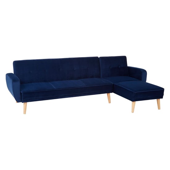 Porrima Upholstered Velvet 3 Seater Sofa Bed In Navy Blue_1