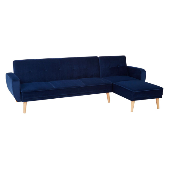 Product photograph of Porrima Upholstered Velvet 3 Seater Sofa Bed In Navy Blue from Furniture in Fashion