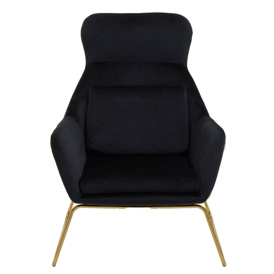 Porrima Velvet Armchair With Gold Metal Frame In Black