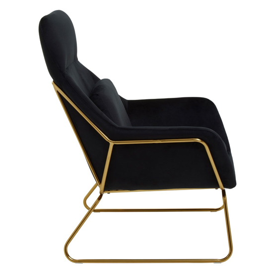 Porrima Velvet Armchair With Gold Metal Frame In Black
