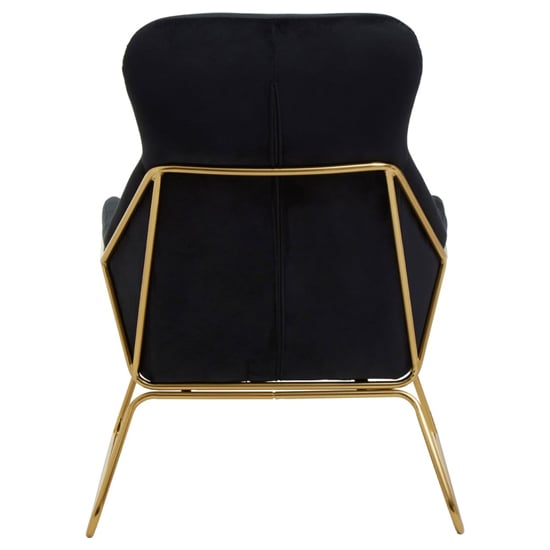 Porrima Velvet Armchair With Gold Metal Frame In Black