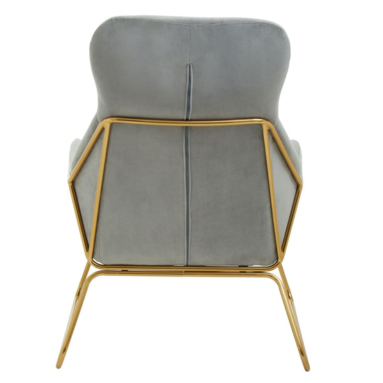 Porrima Velvet Armchair With Gold Metal Frame In Grey