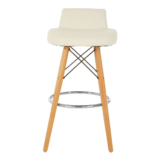Porrima White Faux Leather Bar Stools With Natural Legs In Pair_2