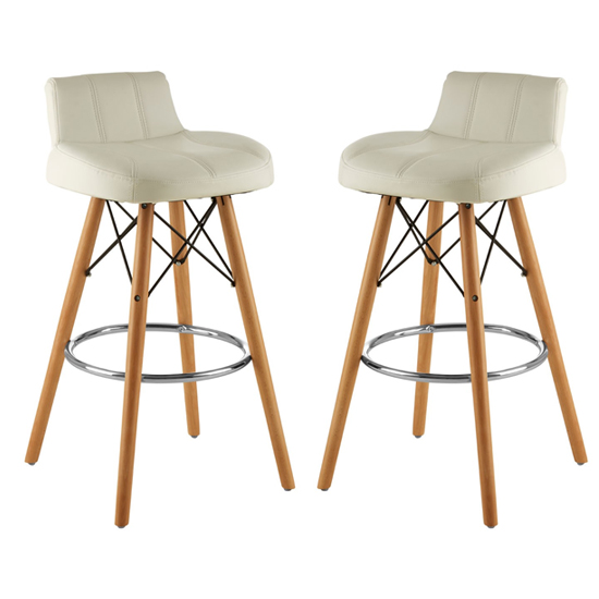 Read more about Porrima white faux leather effect bar stools in pair