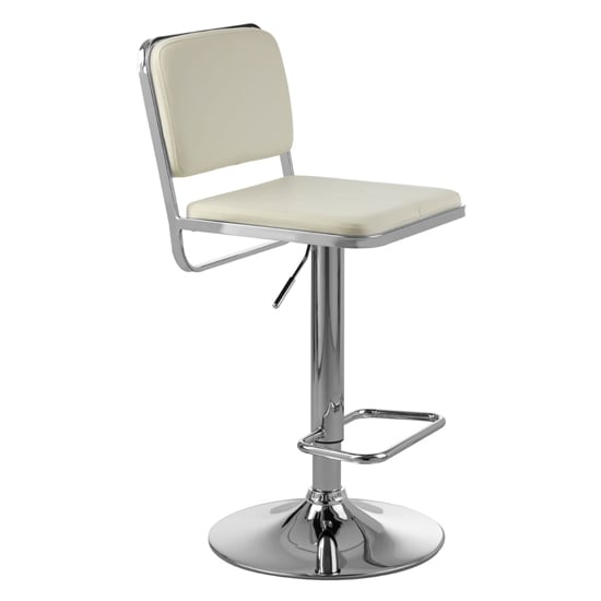 Photo of Porrima white leather seat and chrome base bar stool