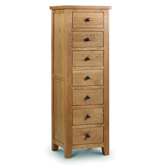 Mabli Narrow Chest Of Drawers In Waxed Oak Finish