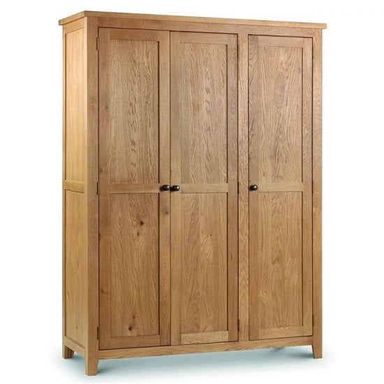 Photo of Mabli three doors wooden wardrobe in waxed oak finish