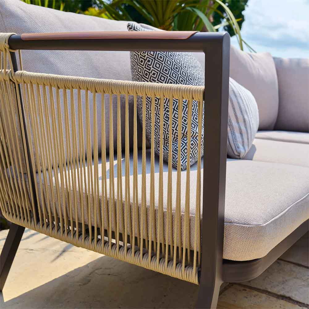 Porta Corner Aluminium Garden Lounger Set with Coffee Table in Grey and Stone