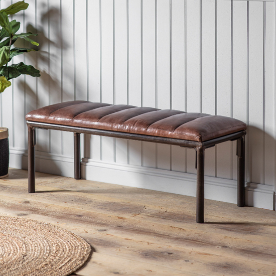 Read more about Portage faux leather hallway seating bench in brown