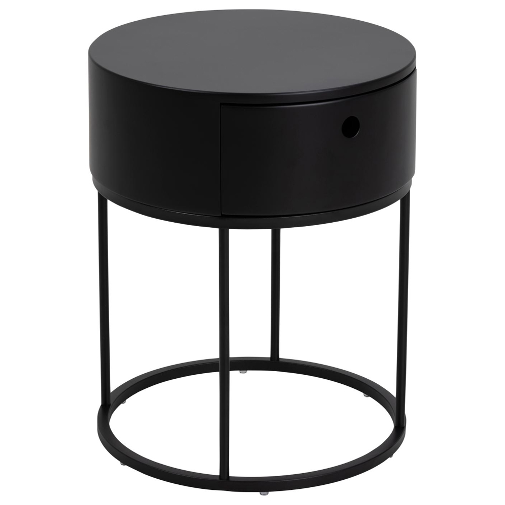 Portage Wooden Bedside Cabinet With 1 Drawer In Matt Black