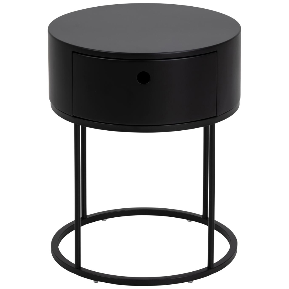 Portage Wooden Bedside Cabinet With 1 Drawer In Matt Black