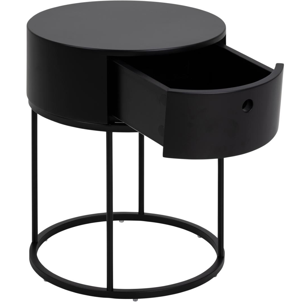 Portage Wooden Bedside Cabinet With 1 Drawer In Matt Black