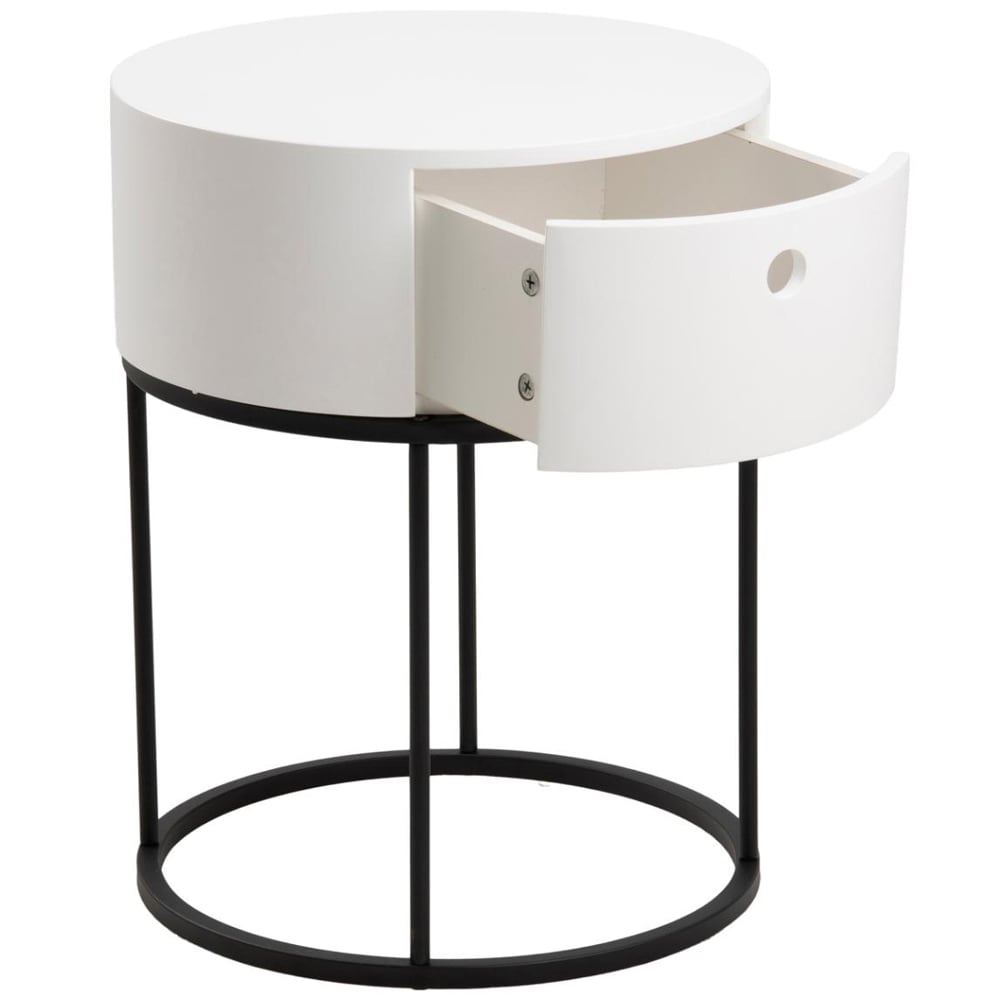 Portage Wooden Bedside Cabinet With 1 Drawer In White