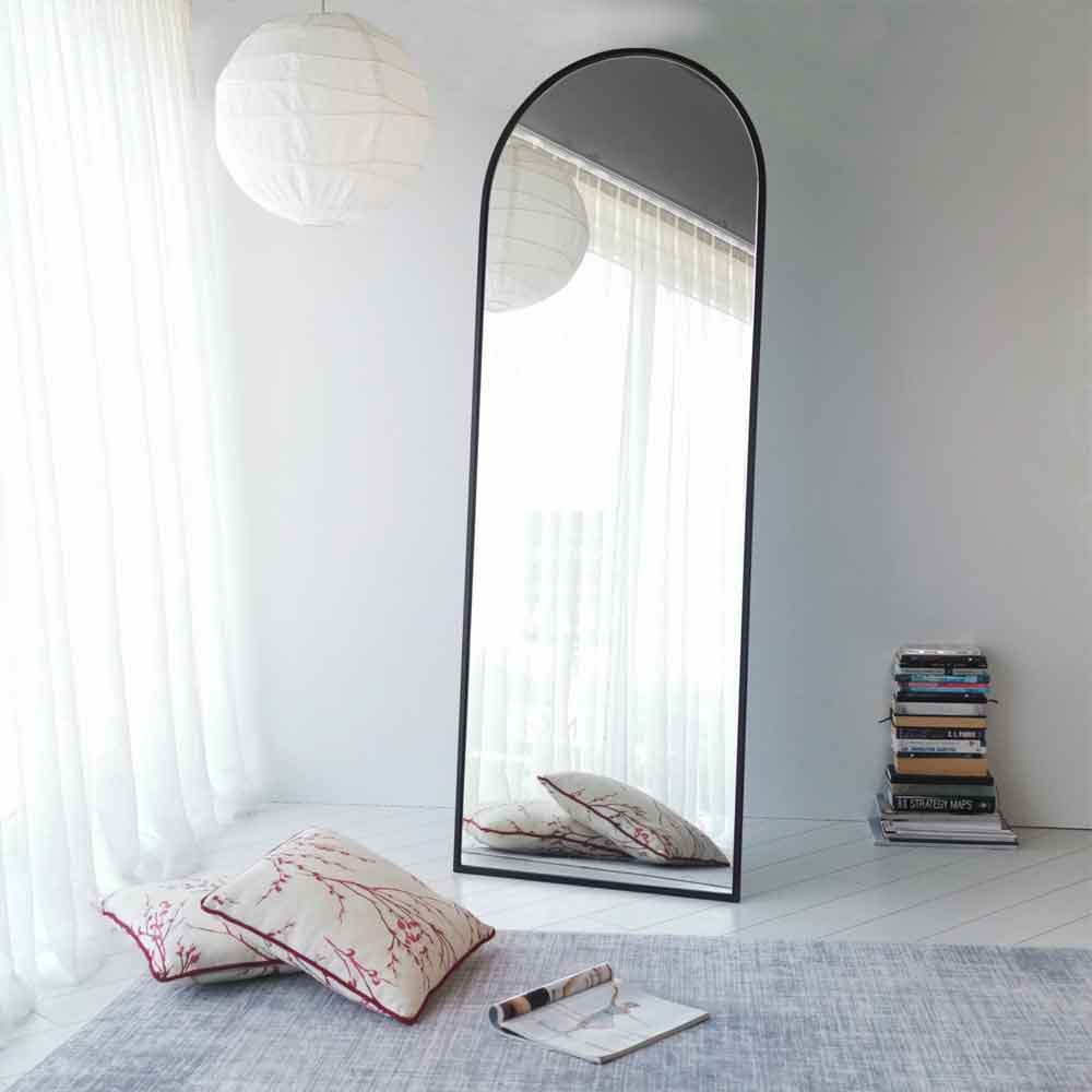Portal Glass Cheval Mirror with Black Metal Frame