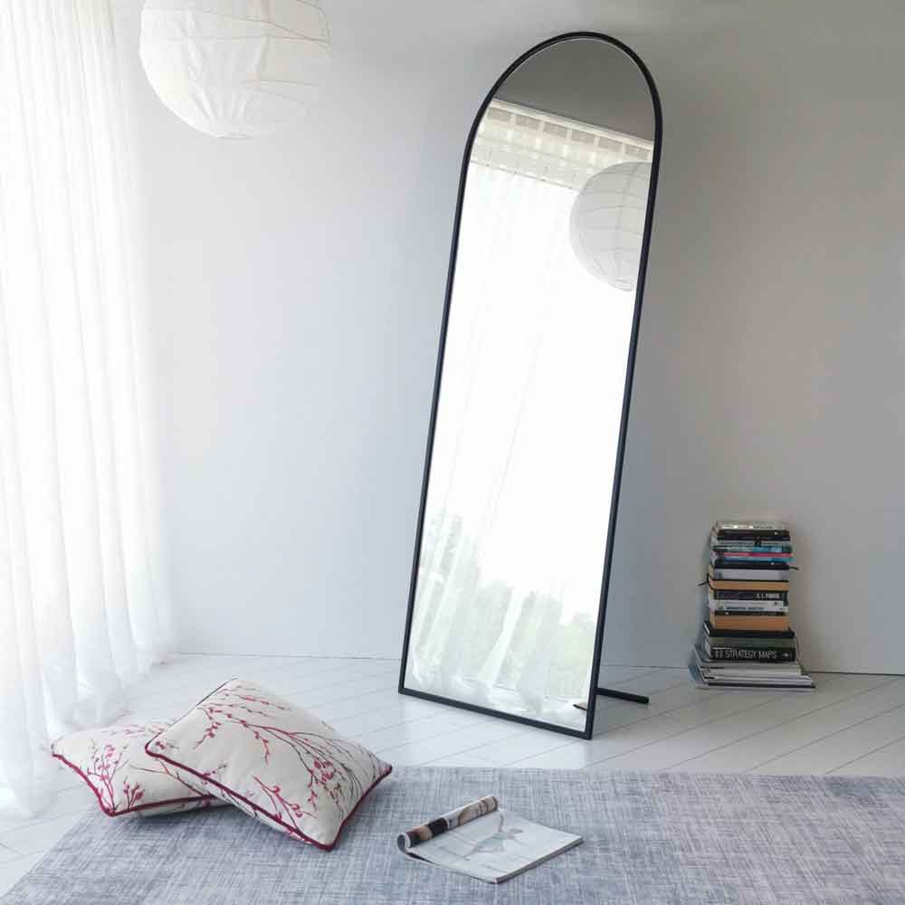 Portal Glass Cheval Mirror with Black Metal Frame