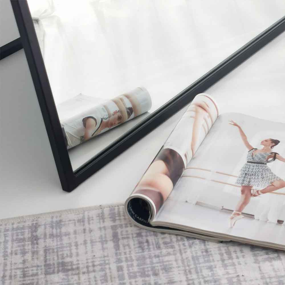 Portal Glass Cheval Mirror with Black Metal Frame