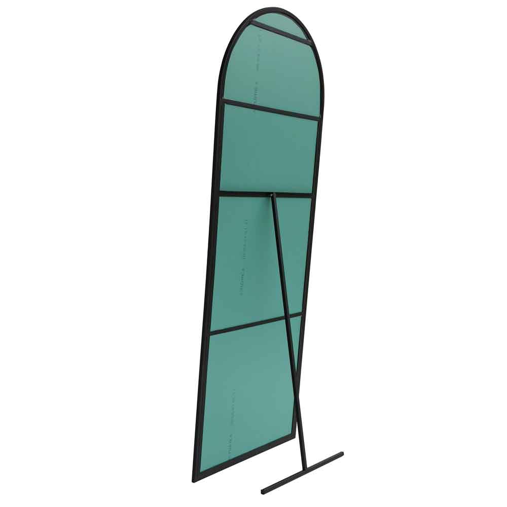 Portal Glass Cheval Mirror with Black Metal Frame
