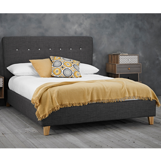 Product photograph of Portena Fabric Upholstered King Size Bed In Grey from Furniture in Fashion