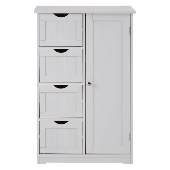 Portern 4 Drawers Single Door Cabinet In White Furniture In Fashion