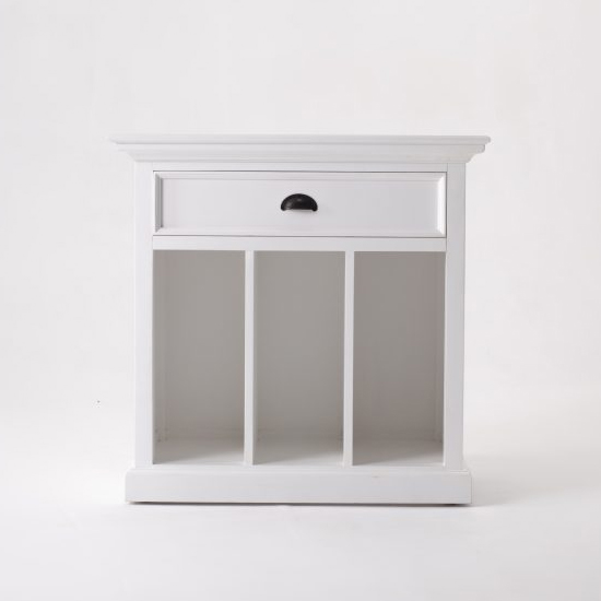 Photo of Porth wooden bedside table with dividers in classic white