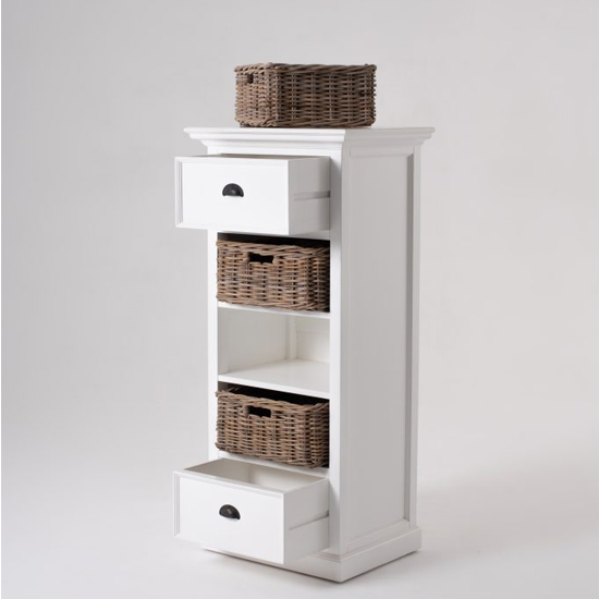Porth Wooden Storage Unit With Basket Set In Classic White_3