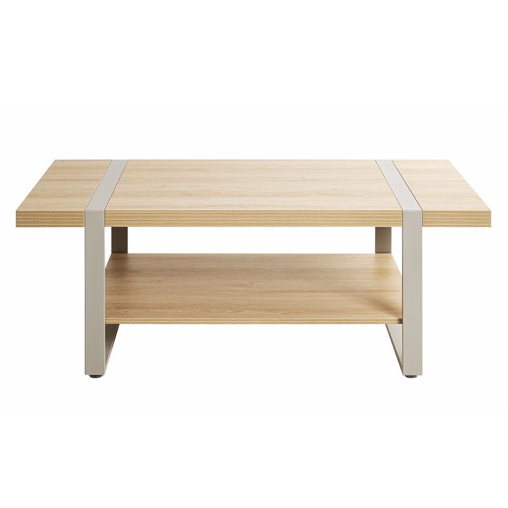 Portima Wooden Coffee Table with Cashmere Tubular Steel Frame in Natural Oak