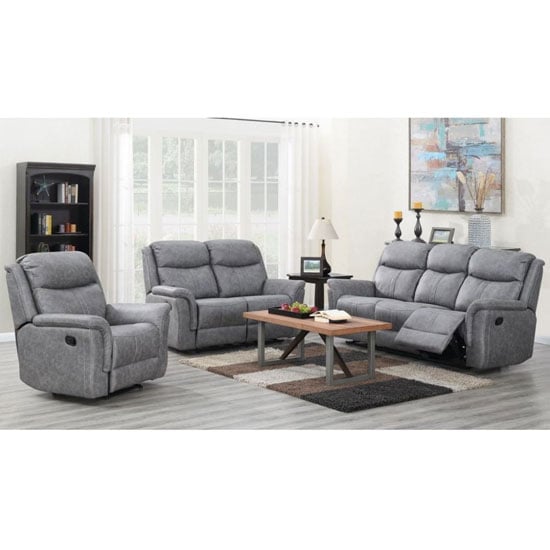 Portland 3 Seater Sofa And 2 Armchairs Suite In Silver Grey