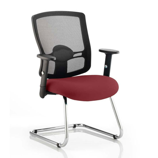 Read more about Portland black back visitor chair with ginseng chilli seat