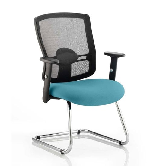 Read more about Portland black back visitor chair with maringa teal seat