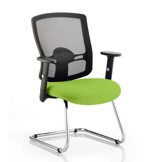 Photo of Portland black back visitor chair with myrrh green seat