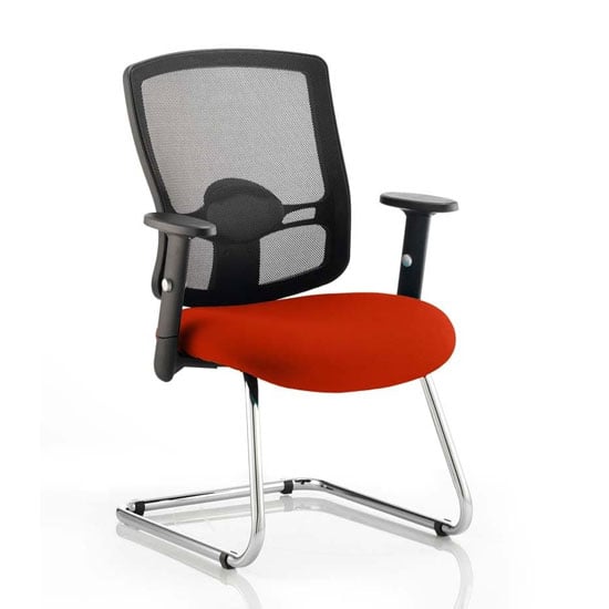 Read more about Portland black back visitor chair with tabasco red seat