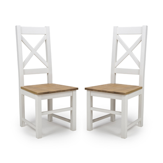 Portland Cross Back Wooden Dining Chairs In Pair Furniture in Fashion