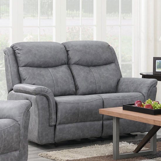 Photo of Portland fabric 2 seater recliner sofa in silver grey