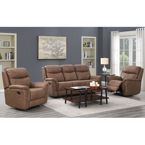 Photo of Portland fabric 3 and 2 seater sofa suite in dark taupe