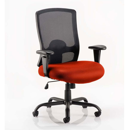 Photo of Portland hd black back office chair with tabasco red seat