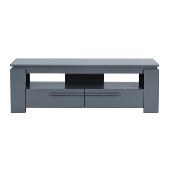 Portland Wooden TV Stand With 2 Drawers In Grey
