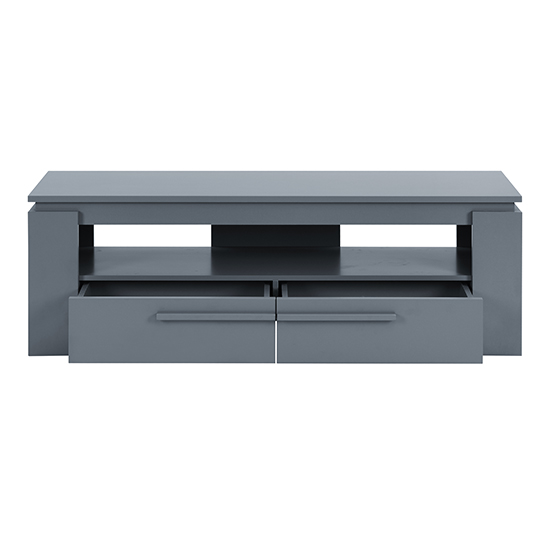 Portland Wooden TV Stand With 2 Drawers In Grey