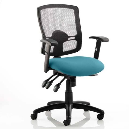 Product photograph of Portland Iii Black Back Office Chair With Maringa Teal Seat from Furniture in Fashion