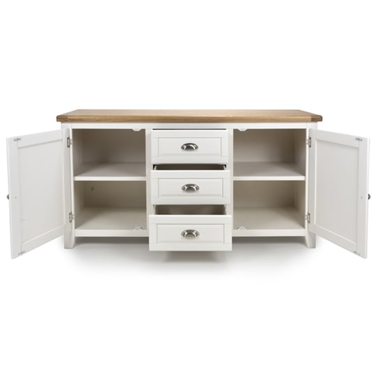 Portbling Sideboard In White And Oak With 2 Doors And 3 Drawers_2